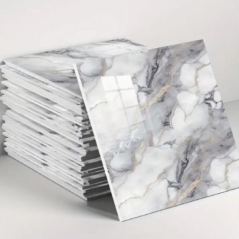 Lot de 10 Stickers Muraux Imitation Carrelage 30x30cm, Panneaux Muraux Auto-adhésifs Étanches PVC pour Salle de Bain, Cuisine et Chambre (1/5)