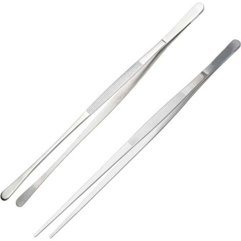 Pince Cuisine,Pince Cuisine INOX,Pince Cuisine Grande,Pince Precision Cuisine,Pince Épiler Cuisine,Pinces à Barbecue pour La Cuisson,Pince Plate Cuisine,2 Pièces,30cm (1/4)