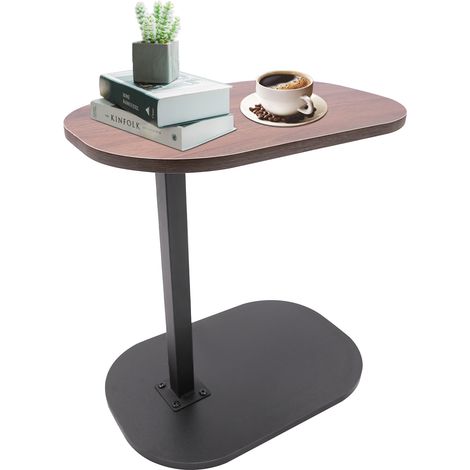 Beistelltisch in C-Form, kleiner Couchtisch, Couchtisch aus Holz, höhenverstellbar, Beistelltisch in C-Form für Sofa, moderner mobiler Couchtisch, Beistelltisch für Wohn- und Schlafzimmer (schwarz)