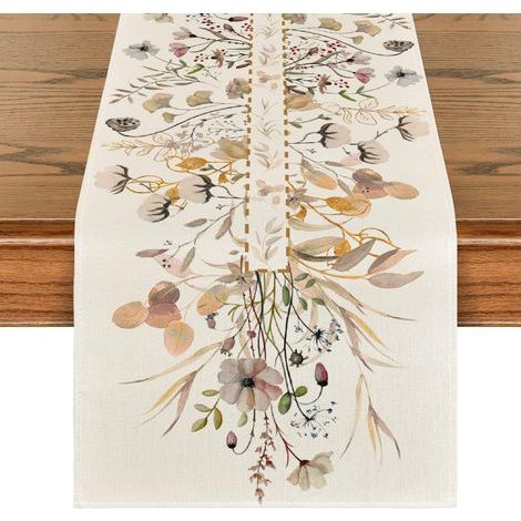 Tischläufer, Eukalyptusblattmuster, strapazierfähiges Polyester, 33 x 183 cm, Küchen- und Partydekoration (1/5)