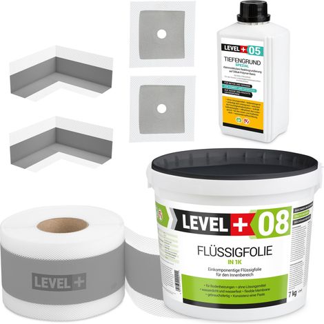 LEVEL+ Dichtset für Duschabdichtung Bad Dichtband Flüssigfolie 7kg SET53 (1/4)