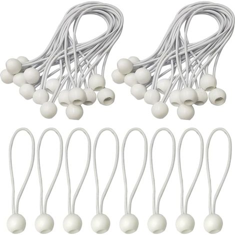 50 Pièces Tendeurs Elastique,Tendeur Elastique Boule,Tendeur Bache, Tendeur avec Boule,Sandow Elastique pour Bache,Tentes,Camping (1/5)