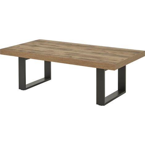 Table Basse aspect chêne artisan piètement X métal poudré noir - OSAM (1/5)