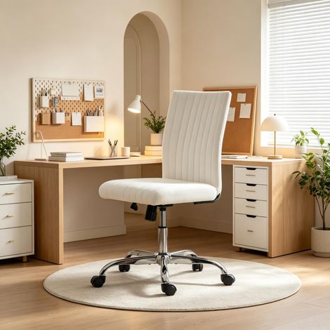 Chaise d'écriture réglable en hauteur sans inclinaison, chaise de bureau pivotante 360° pour bureau et maison (1 chaise) (1/5)