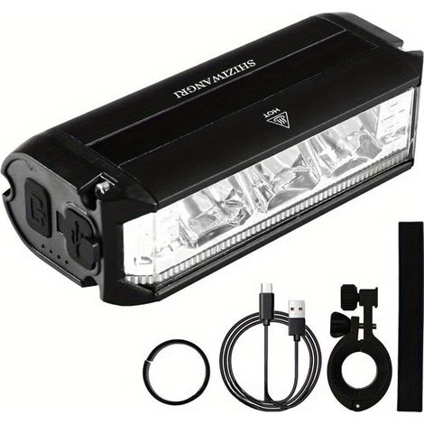 Phare vélo avant rechargeable 1800 lm – 3 LED, batterie 2000 mAh, aluminium léger pour VTT et randonnée nocturne