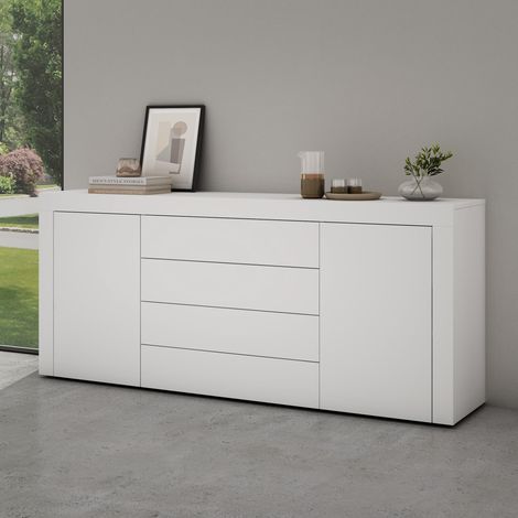 Mai & Mai Sideboard Aufbewahrungsschrank BTH: 167x36x70 cm mit 2 Schränken und 4 Schubladen in Weiß matt Kommode Mehrzweckschrank Möbel Schrank03 (1/5)