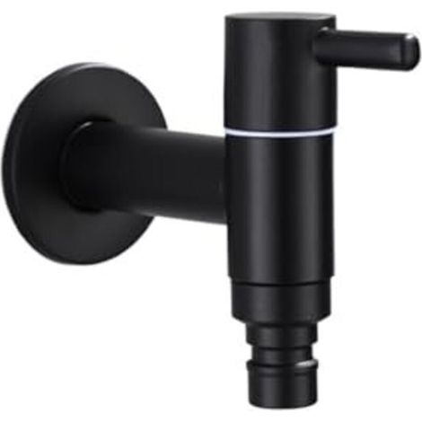 Robinet d'extérieur, tête de robinet d'eau en acier inoxydable noir pour machine à laver, remplacement de la tête de robinet, montage mural. (1/4)