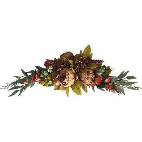 Künstlicher Rosenstrauß, 60 cm lange dekorative Girlande mit künstlichen Rosen und grünen Blättern, ideal für Hochzeitsbögen, Haustüren oder als Heimdekoration - 4 Stück.