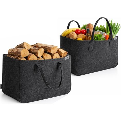 Lot de 2 sacs XXL en feutre pour courses, rangement et bois de chauffage (1/5)