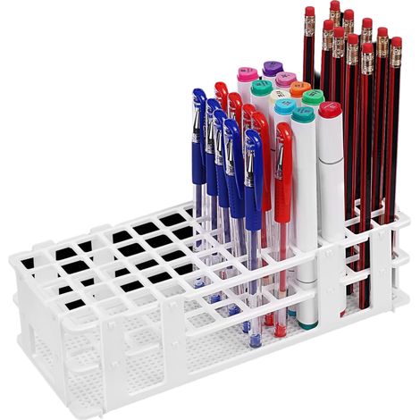 Support Stylo - Porte-stylos Plastique 60 Trous - Organiseur de Bureau pour Stylos Crayons Feutres Pinceaux - 1 Pièce (1/5)