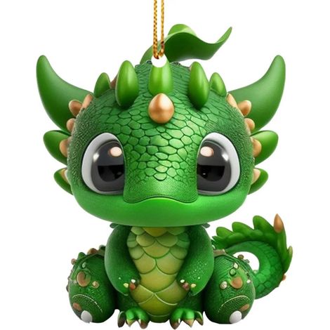 Pendentif Dragon Vert - Décoration Acrylique pour Arbre de Noël - Ornements pour Fenêtre de Voiture - Idéal Fêtes et Cadeaux - 1 Pièce (1/3)