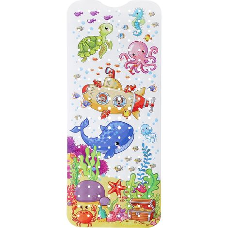 Tapis de Baignoire Antidérapant 100x40cm, PVC avec Ventouses, pour Bebe et Salle de Bain (1/4)