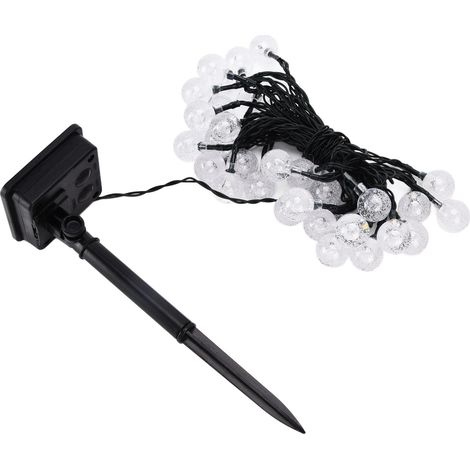 Guirlande solaire extérieure 6,5 m étanche 30 LED boules chaudes, déco jardin terrasse, avec batterie intégrée - Modèle HY6021-308C (1/5)