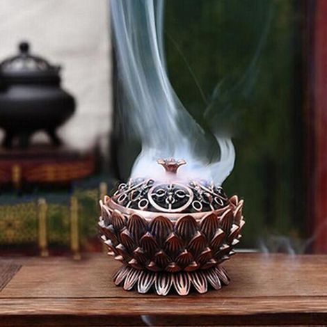 Brûleur d'encens Lotus en alliage de zinc, porte-encens conique, petit brûleur d'encens décoratif pour la maison, marron (1/5)