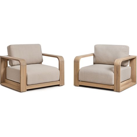 Set da 2 poltrone da giardino con braccioli in legno di acacia Brivori SKLUM             (1/5)