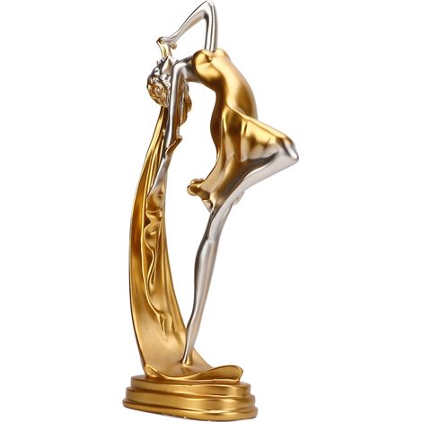 Statue de danseuse dorée, élégante figurine de ballerine, ornement artisanal pour salon, chambre, meuble à vin, bureau ou meuble TV (1/5)