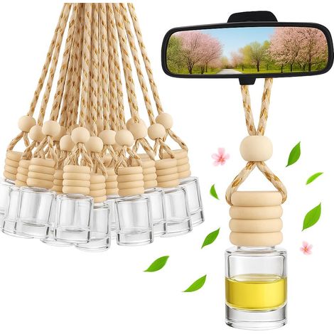 30 Diffuseur, 8ml Verre, Bouchon Bois, Huile Essentielle, Voiture Maison