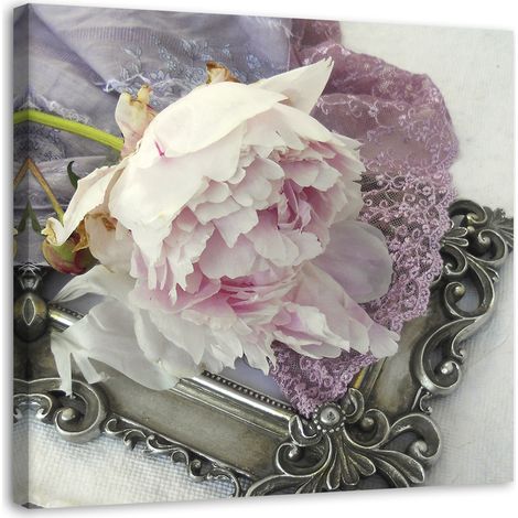 Quadro su tela, Fiore di rosa shabby chic - 40x40 (1/5)