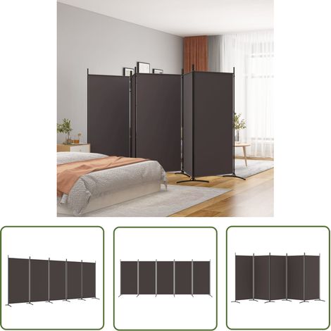 The Living Store 5-tlg. Paravent Braun 433x180 cm Stoff - Paravent - Raumteiler - Trennwandsystem - Möbel - Wohnraumgestaltung (1/5)