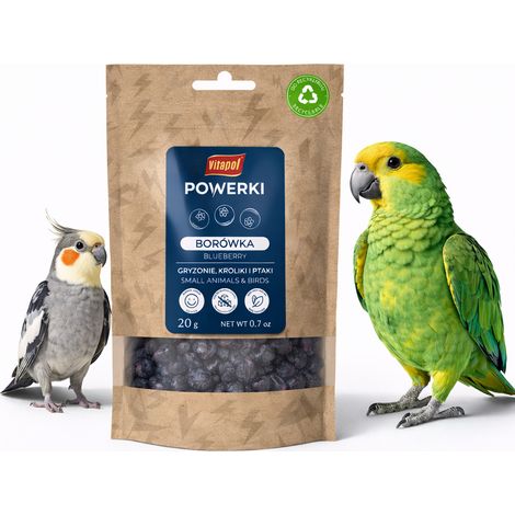 Powerki Vitapol - Myrtilles lyophilisées 20 g - Friandise naturelle pour perroquets 100 % fruits (1/4)