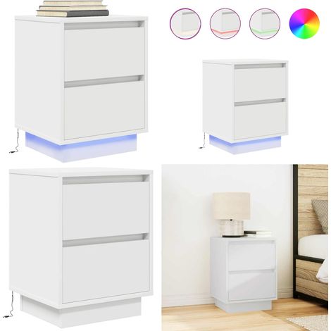 VidaXL Table de chevet avec lumières LED blanc 38x34x50 cm (1/5)