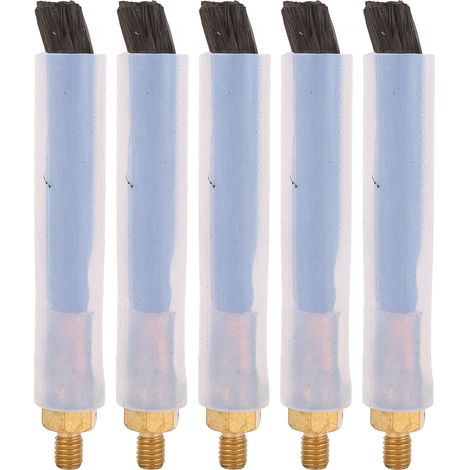 Ortviai Brosse de nettoyage pour soudures en laiton et fibre – Lot de 5, tête en laiton, manche M6, idéale pour acier inoxydable (1/5)