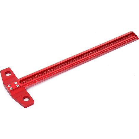 EASYCOMFORT Ligne de travail du bois Scriber T-type Ruler 1mm Hole Crossed Ruler Jauge de marquage en alliage d'aluminium - 300mm (1/5)