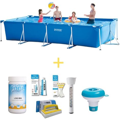 Intex – Piscine tubulaire rectangulaire 450x220x84 cm – Ensemble complet 7 pièces – Pour jardin – Facilité d'installation et confort d'utilisation