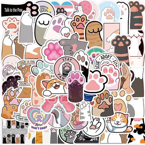 autocollant 61 Pices Pattes De Chatgraffiti Stickers Pour Portable Voiture Ordinateur Moto Velo Casque Skateboard Guitare Bouteille D'eau Guitare (1/4)