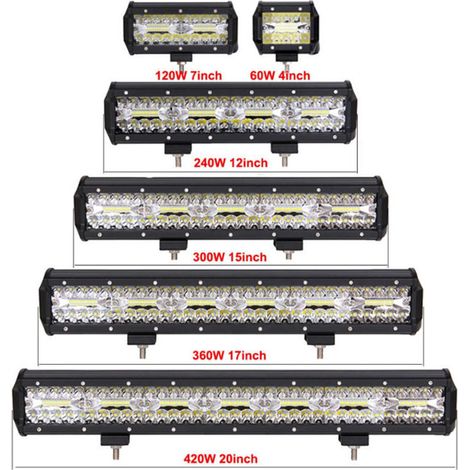 Offroad-LED-Lichtleisten von 10 bis 58 cm Länge. 12 V/24 V. 8 Lichtleisten/Arbeitsscheinwerfer. Geeignet für Pkw, Jeeps, Lkw, SUVs, Geländewagen, ATVs, Boote und Scheinwerfer (10 cm, 60 W).