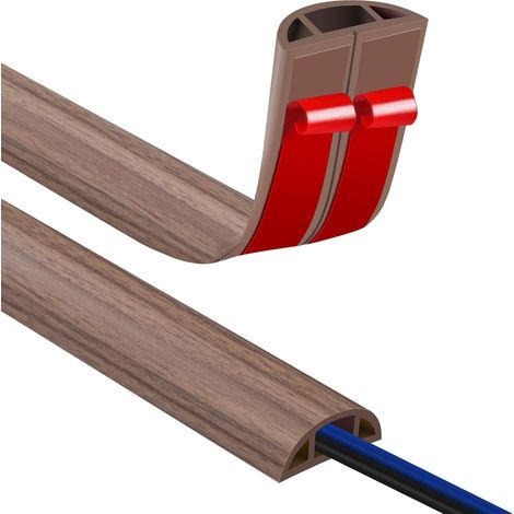 brun，Passe Cable Sol 3M Goulotte Passe Cable Sol, Petit Canal de Cordons d'alimentation Flexible pour Le Bureau Protection des Fils Electriques et Prévention des Risques de Trébuchement (1/5)
