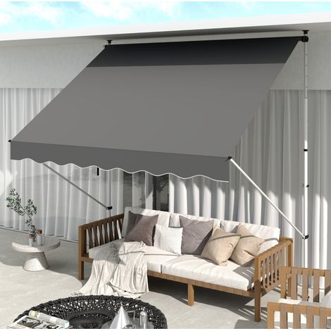 Toldo de pie 300 x 150 cm con manivela, aluminio, gris DESVIAE (1/5)