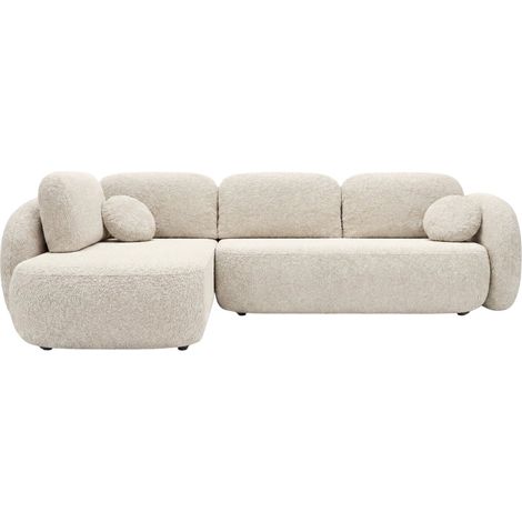SANTIAGO L - Canapé d'angle convertible tissu bouclette Beige Gauche (1/5)