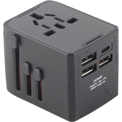 Jeffergarden Adaptateur de Voyage International Universel, Convertisseur de Prise avec Sorties Multiples - Pour USA, UE, UK, AU - Compact et Portable (1/5)