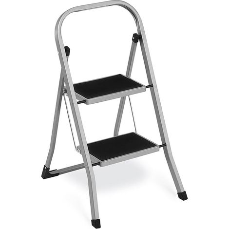 Échelle marchepied pliante antidérapante 45,5 x 82 cm capacité 150 kg usage intérieur extérieur en acier gris (1/2)