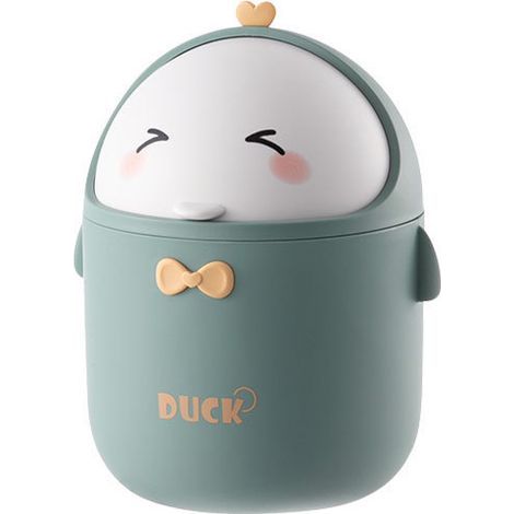 Mini papelera de mesa con tapa, papelera portátil con un bonito diseño de dibujos animados, papelera de oficina, papelera pequeña para el baño, adecuada para el dormitorio, la oficina y el salón. (ver (1/5)