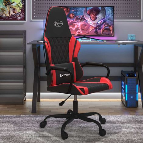 vidaXL Silla gaming de masaje cuero sintético negro y rojo (1/5)