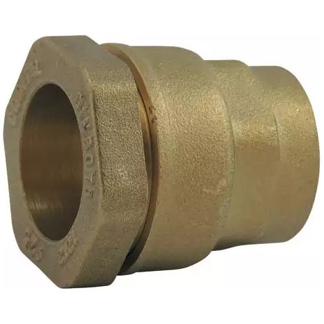 Raccord à compression en laiton pour tube PE droit femelle - modele court Ø A: 40mm Ø B: 1''1/4 (1/2)