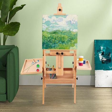 Staffelei Holz groß 122-207cm höhenverstellbar Malständer, Holzständer für 4cm Thickness Malerei Board, Kinder und Erwachsene, Verstellbarer Winkel 90°, Belastbarkeit 10kg/22 lbs (1/5)