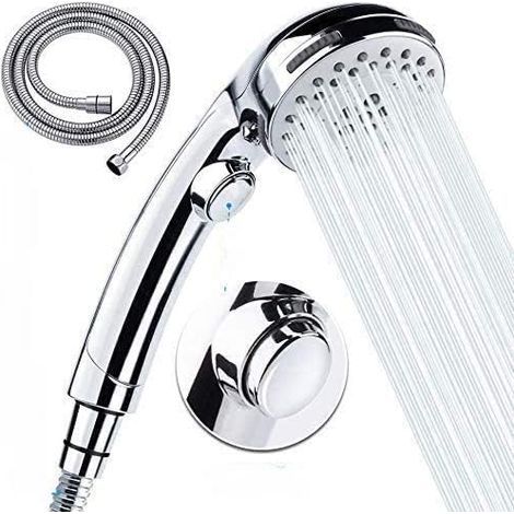 Shower head with hose - 6 types of jet - Hand shower with 1.5 m hose - Economical - Fine jet