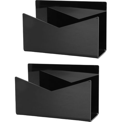 Lot de 2 organiseurs de courrier en acrylique, porte-courrier vertical avec trieur de lettres, pour bureau, maison, école, noir (1/5)