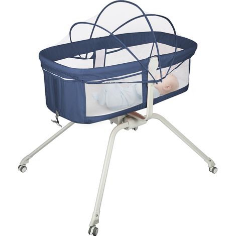 Lit bébé 3 en 1 avec Fonction de Berceau, lit Parapluie bébé avec Matelas, de 0 à 12kg, auvent, moustiquaire, Pliable, réglage de l'inclinaison, lit bébé Pliant léger (1/5)