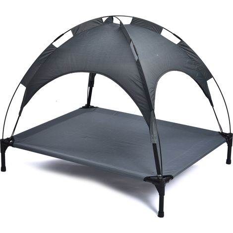 Brandina per Cani 105x85x85 cm con Tettuccio in Metallo e Tessuto Grigio (1/2)