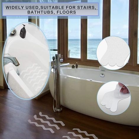 24 Pcs Autocollant Antidérapant Baignoire,Autocollants Baignoire,Autocollants de Douche,Imperméable et Transparent,pour Baignoires, Escaliers, Sols, Livré avec Une Petite Pelle(181.3cm) (1/3)
