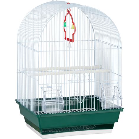 Cage à oiseaux intérieure avec accessoires 70 x 40 x 50 cm nettoyage facile ambiance cosy en plastique blanc (1/5)