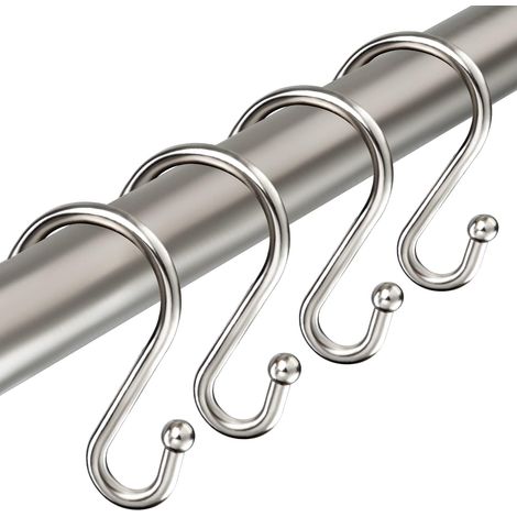 Crochets Pour Rideau De Douche - Alliage De Zinc - Forme En S - Nickel Brossé - Usage Multifonctionnel - Lot De 12 (1/4)