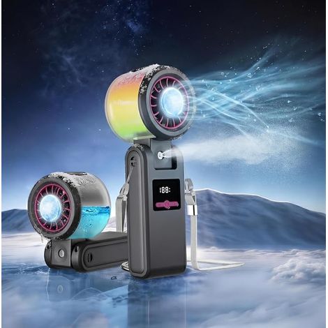 Portable Water Misting Fan with Cooling Plate and Mood Lighting, Mini Handheld Fan Misting Turbo 20000RPM, Neck Fan Speeds for Beach Travel (1/5)
