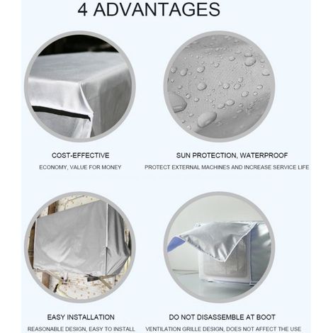 Housse de protection hivernale pour climatiseur extérieur, résistante au soleil et à la poussière, protection contre le gel, durable et imperméable. (1/5)