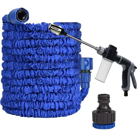 Tuyau d'Arrosage Extensible 25FT (7,5m) - Pistolet à Longue Tige avec Réservoir à Mousse, Design Gris & Noir (Nouvelle Version)-lsw (1/4)