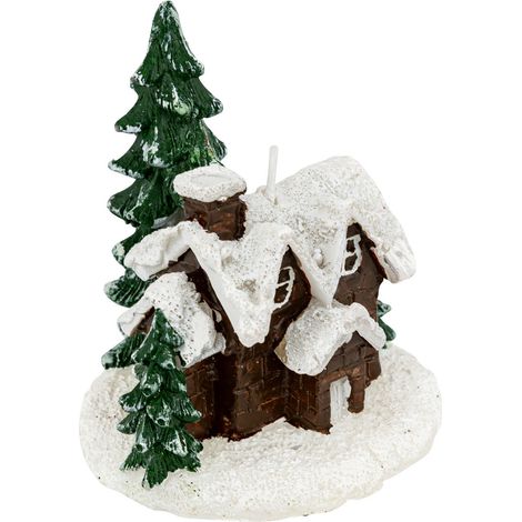 Bougie de Noël déco Chalet et Sapins enneigés - Feeric Christmas (1/2)